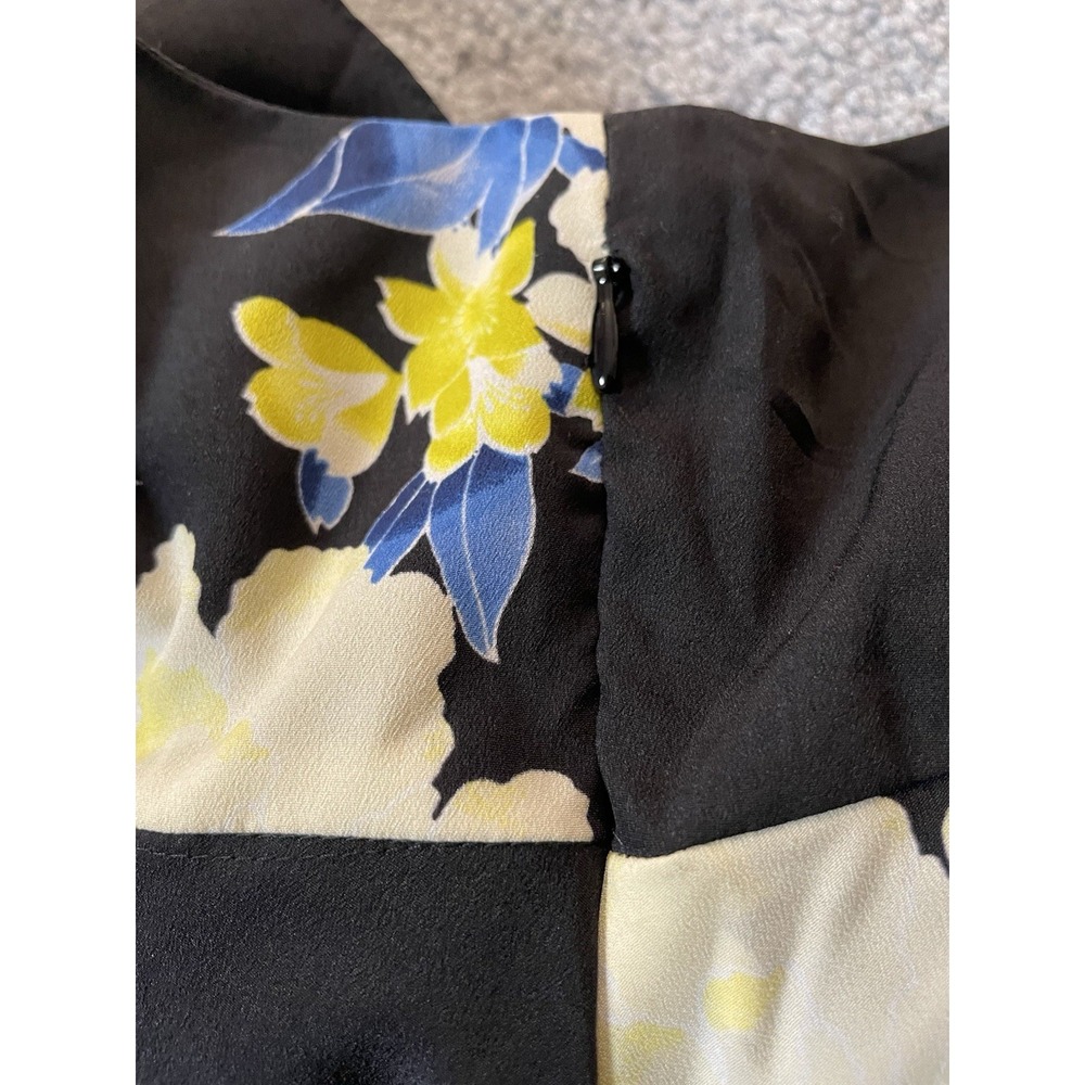 Roz Ali Layered Floral Dress 16 Black Yellow Slanted Hem Sleeveless Boho Party - Picture 6 of 13